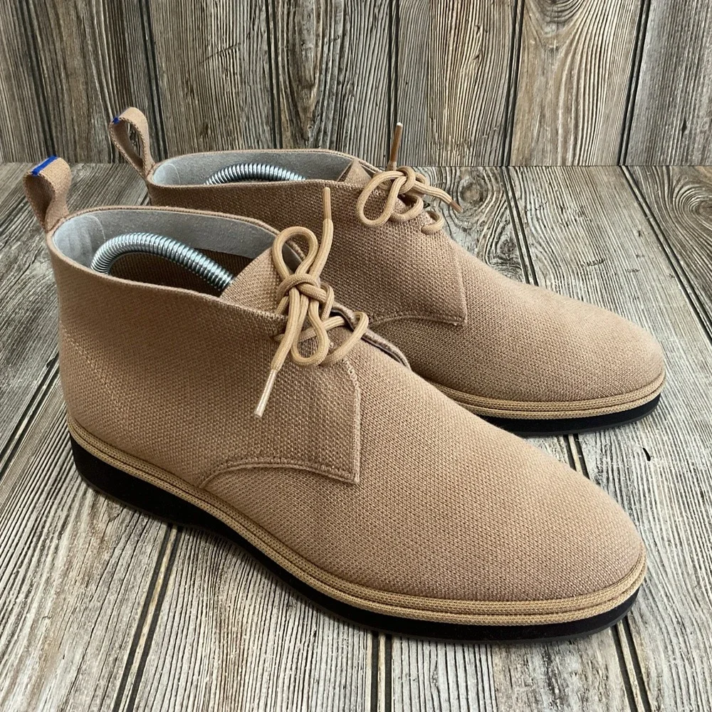 Rothy's Chukka Lace Up Textile Casual Fashion Boots Khaki Tan Men's Size 8.5